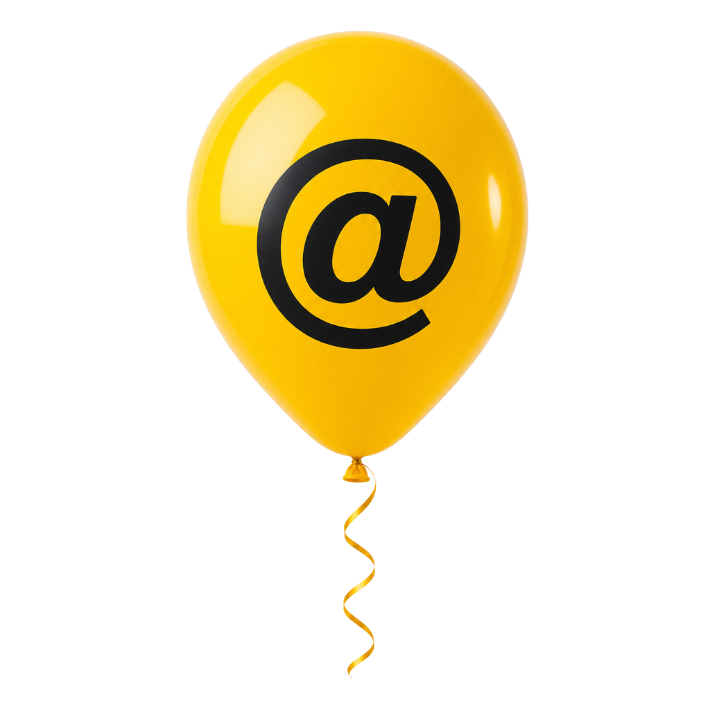 Gul ballong med @-symbol